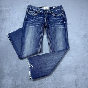 BKE Jeans Womens 26 (28x25) Starlite Crop Capri Frayed Lowrise Thick Stitch USA